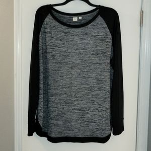 Gap Softspun Long Sleeve Raglan Lightweight Sweater, XXL, Heathered Gray/Black